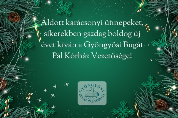 Áldott karácsonyt, sikerekben gazdag boldog új évet kíván a Gyöngyösi Bugát Pál Kórház vezetése
