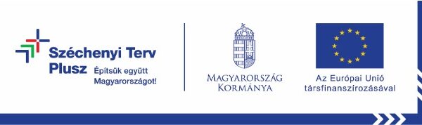 A képen balról jobbra a Széchenyi Terv Plusz, Magyarország Kormánya és az Európai Unió logója látható. A felirat szerint a projekt Magyarország Kormánya és az Európai Unió társfinanszírozásával valósul meg.